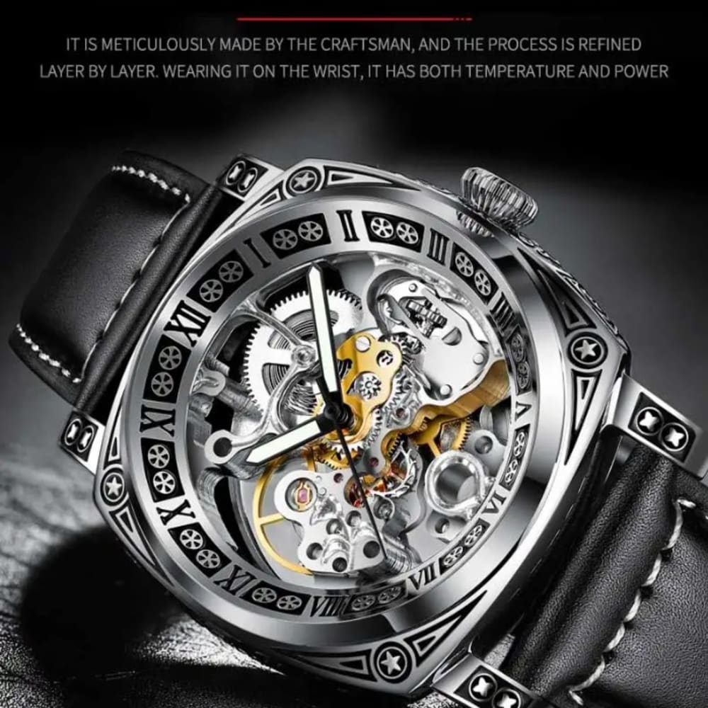 2023PINDU Men's Luxury Mechanical Watch with Hollow Design, Waterproof - Professional Style